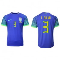 Brasilien Thiago Silva #3 Fußballbekleidung Auswärtstrikot WM 2022 Kurzarm